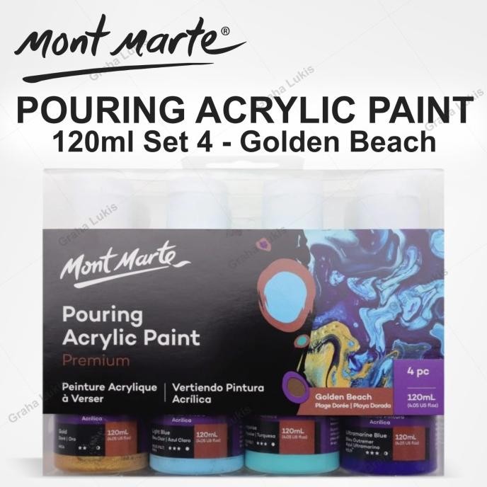 

Mont Marte Premium Pouring Acrylic Paint 120ml 4pc Set - Golden Beach