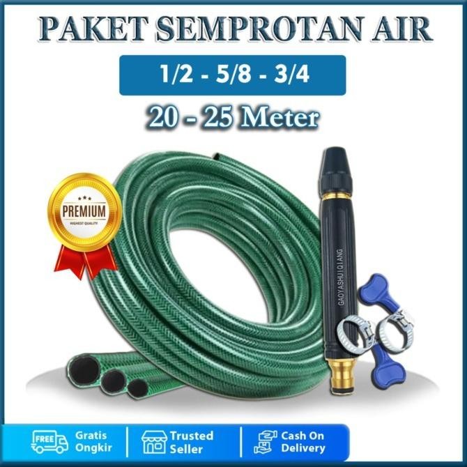 SEPAKET SEMPROTAN SELANG AIR 20 25 METER SELANG TAMAN CUCI MOTOR MOBIL