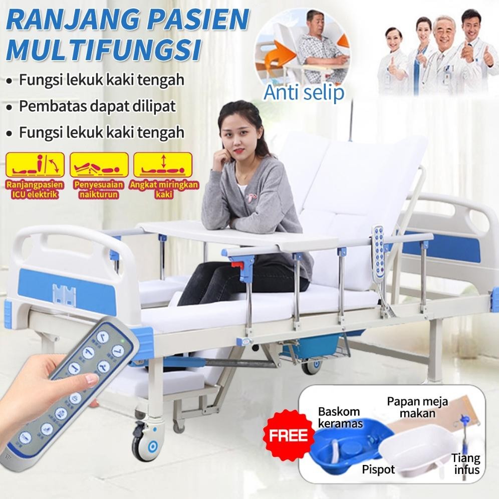 Bed Pasien Eleketrik Bed Pasien ICU Bed Pasien Elektrik 3 Motor Bed Ranjang Pasien Electric Remote