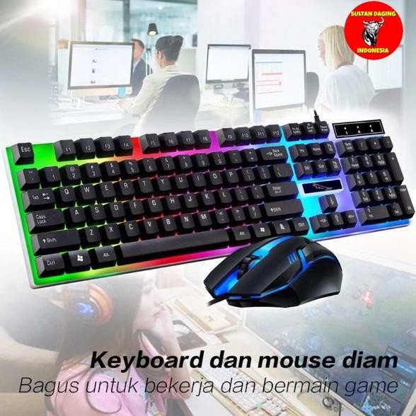 PAKET KEYBOARD GAMING RGB DAN MOUSE GAMING RGB WARNA HITAM DAN PUTIH GAMING MOUSE GAMING KEYBOARD