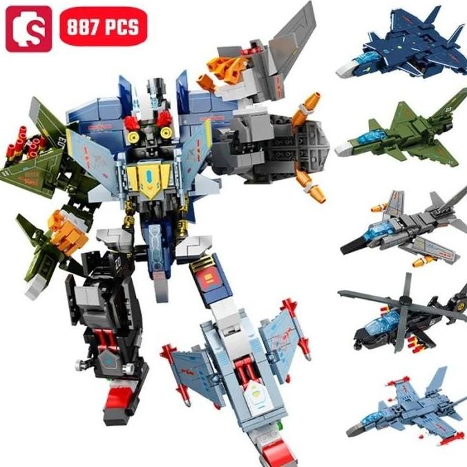 Murah OHSOME - SEMBO Hurricane Warrior Block Fighter Jet & Robot Transformation Set (4-in-1) / Block