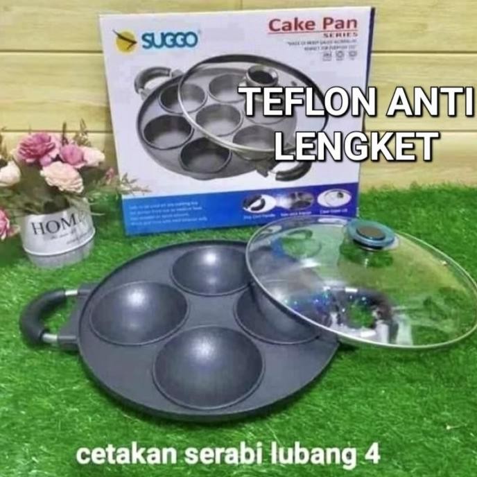 Cetakan kue serabi teflon anti lengket 4 lubang/cetakan loyang serabi 4 lubang teflon anti lengket