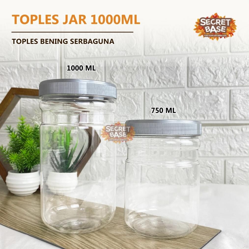 Toples Jar 1000Ml - Toples Tabung / Toples Lebaran Nastar Kue Kering Bumbu Dapur Plastik Harga Grosi