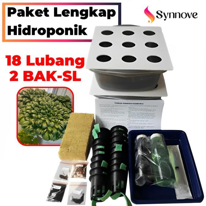 Paket Hidroponik 18 Lubang 2 Bak LENGKAP Rockwool Hidroponik Paket Hidroponik Pemula Lengkap