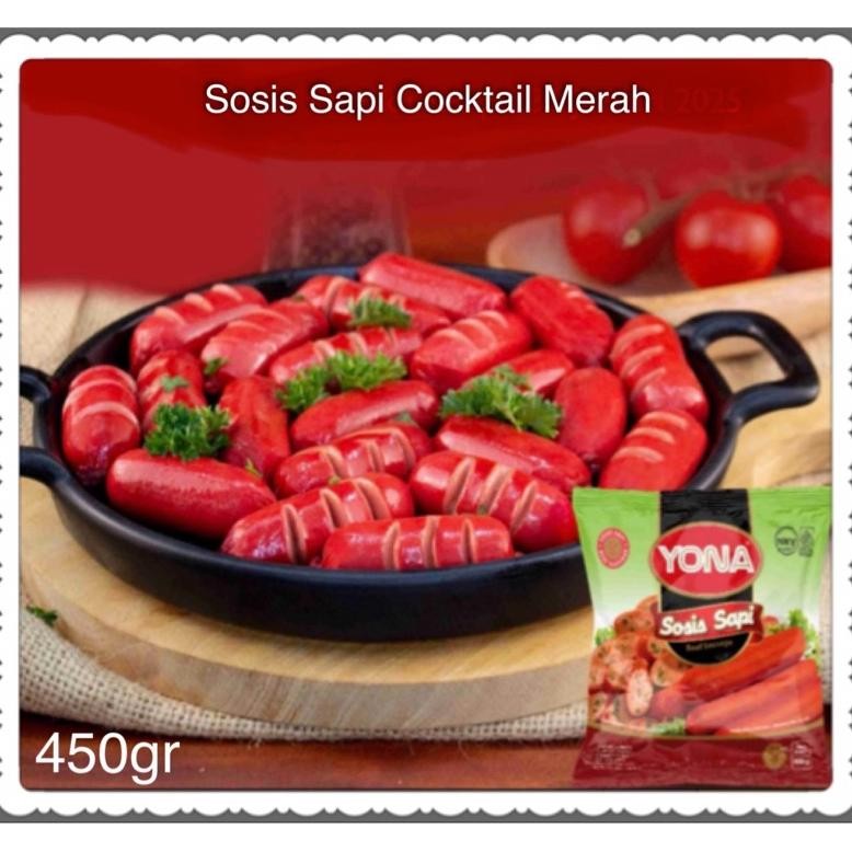 

Premium Yona Sosis Sapi Cocktail Merah 450Gr Berkualitas