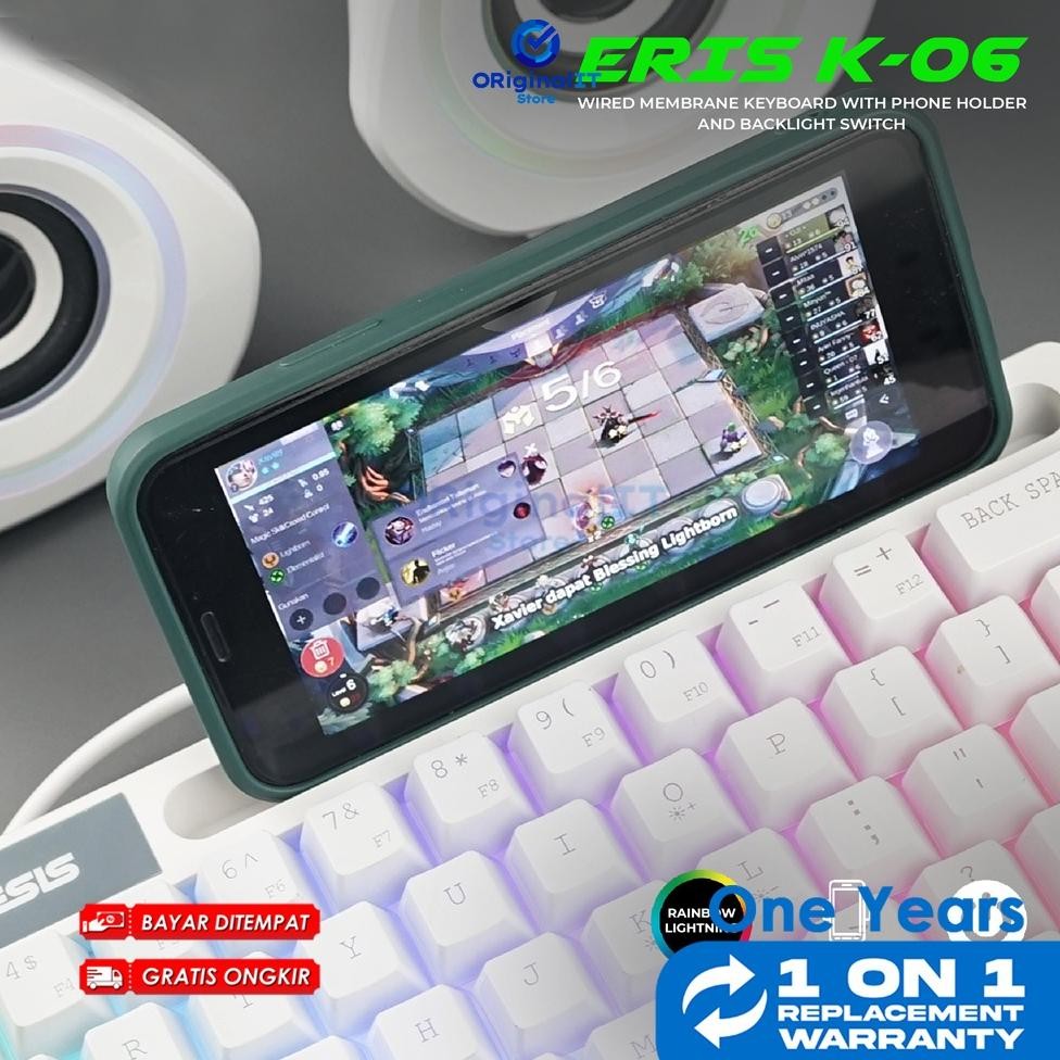 Keyboard Gaming K06 Eris Mini With Stand Holder Keyboard Pc Komputer Laptop Gaming