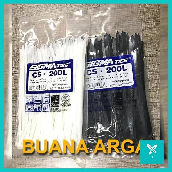 

CABLE TIES SIGMA CS-200 HITAM / PUTIH CV - 200 KABEL TIE CS - 200L