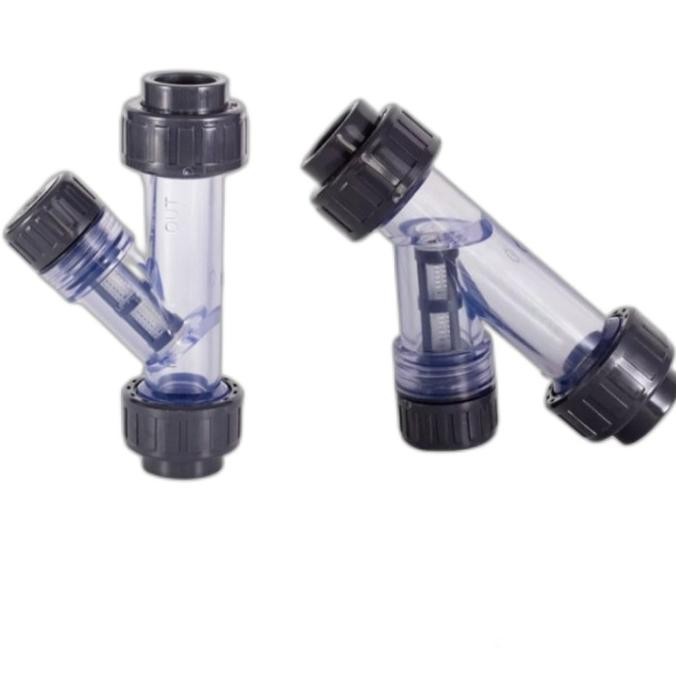 Y Strainer Clear Double Union PVC 1/2 inch Clear Y Strainer PVC JIS DN15