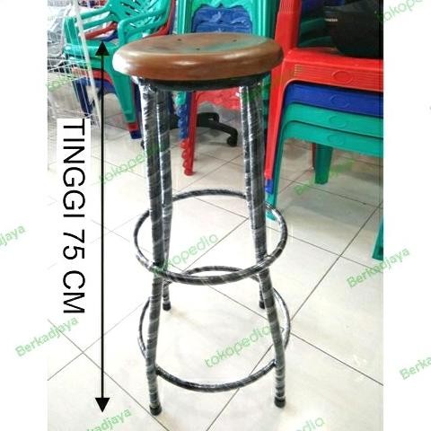 JH8 [ FREE ONGKIR ] Kursi kayu besi cafe bar bulat tinggi 75cm tebal kokoh