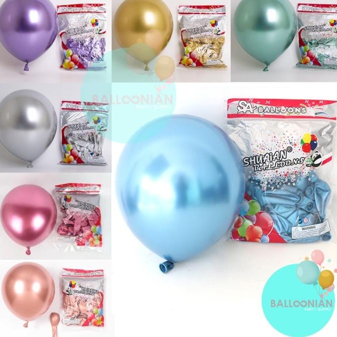 New [GROSIR] Balon Latex Chrome 12inch 50pcs/Balloon Metalic Chrome