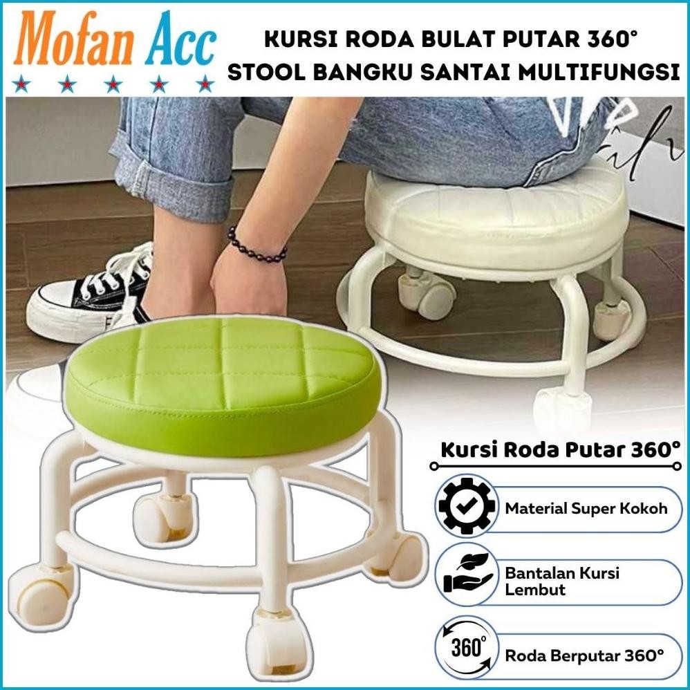 Kursi Roda Bulat Mini Putar 360 / Bangku Jongkok Busa Empuk Plastik Kecil Rendah Santai Anak Dewasa 