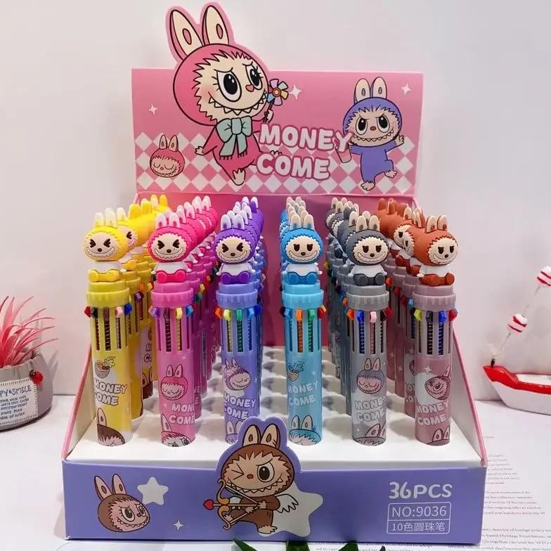

Labubu Ballpoint Pen 6/36Pcs Cartoon 10 Color 0.5Mm School Student Stationery Draw Wrirte Mark Pen Student School Office Gift