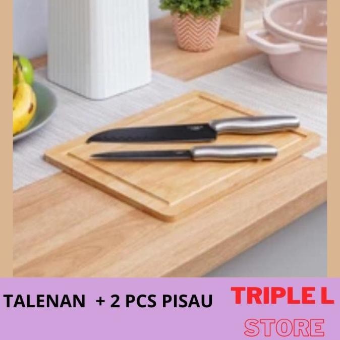 INFORMA COOKING COLOR SET TALENAN KAYU DAN 2 PCS PISAU DAPUR TERMURAH