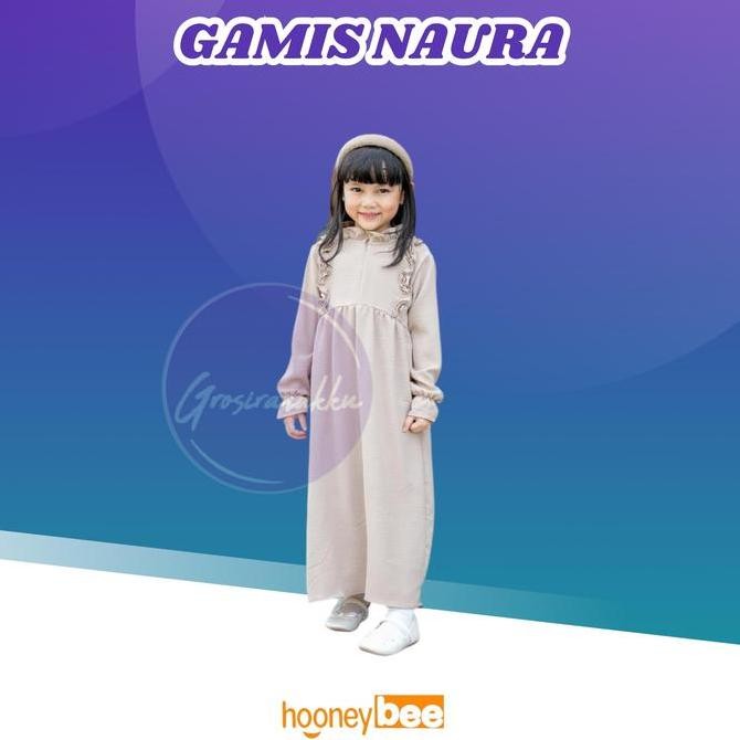 Baru Gamis Muslim Anak Naura Airflow Hooneybee Warna Coklat Size 2-10 Tahun Baju Remaja Syari Lebara