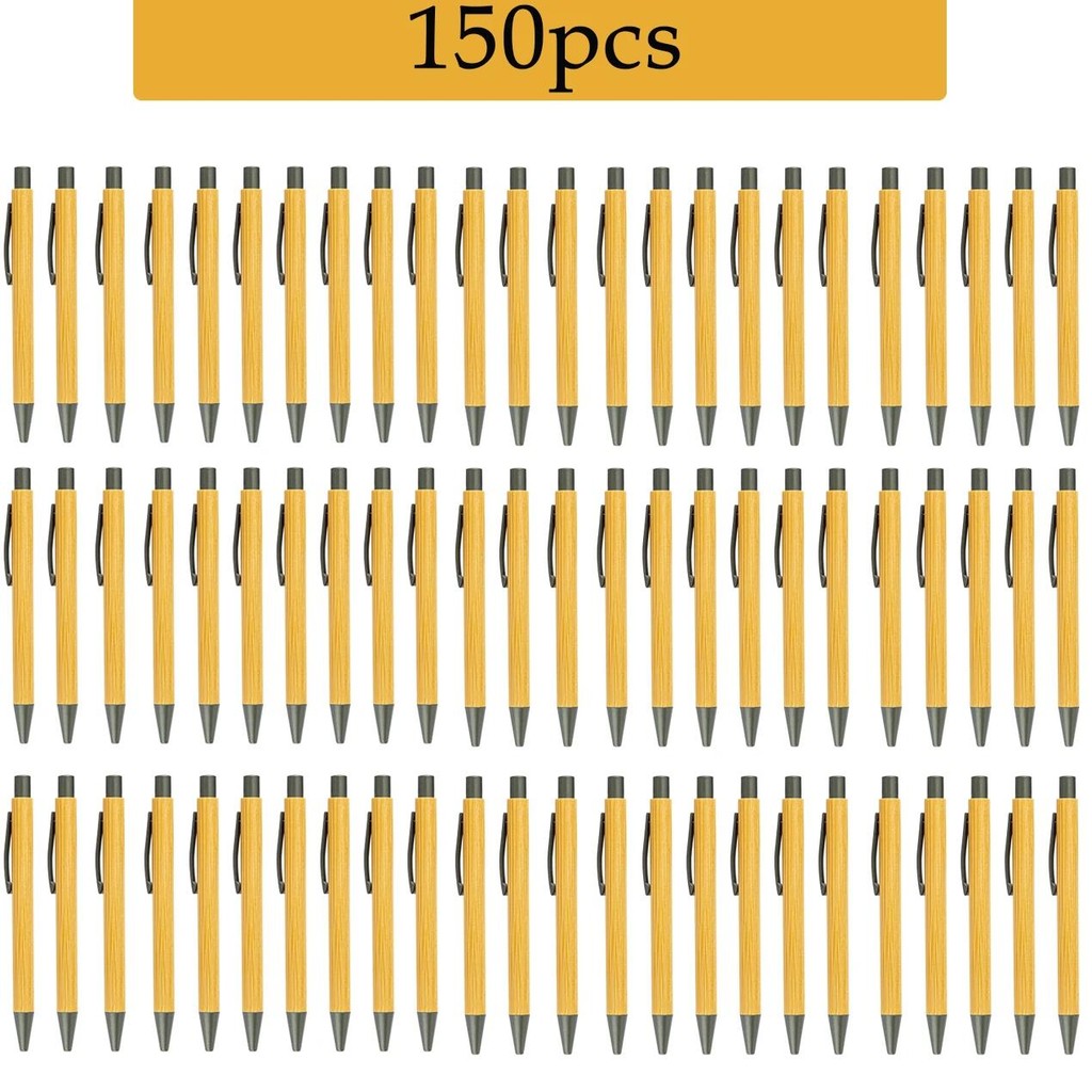 

150Pcs/Lot Bamboo Wood Ballpoint Pen 1.0Mm Bullet Tip Blue Black Ink Signature Ball Pen Office School Wrting Stationery
