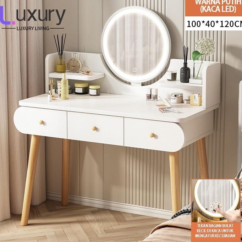 LL Rias Putih/Meja Rias Lampu Minimalis/Meja Rias kecil/ Meja make up lampu led/Meja Rias/Meja Rias 