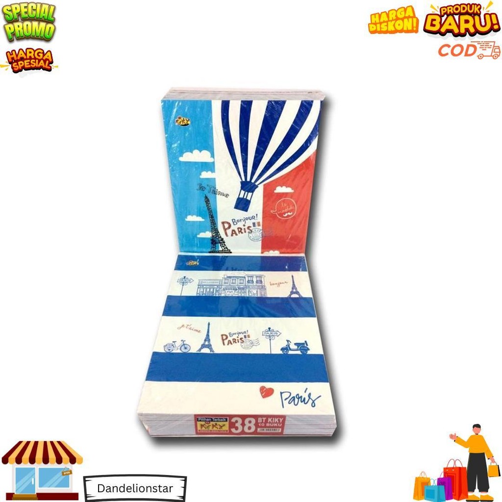 

Buku Tulis Kiky 38 Lembar Polos Garis Kwarto Random Cover - 1 Pak ( 10 Pcs ) D Gratis Ongkir