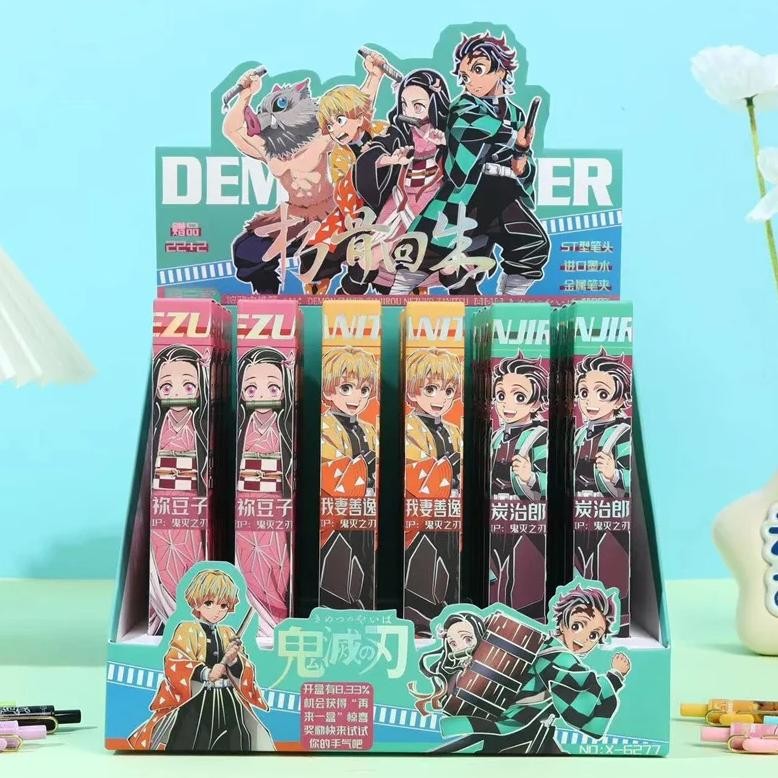 

24Pcs/Lot Creative Demon Slayer Press Gel Pen Cute 0.5Mm Black Ink Neutral Pens Gift Stationery Office School Supplies