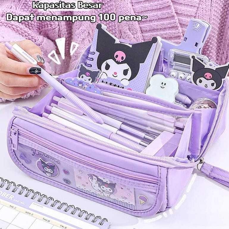 

''Terlaris" ( Zwq ) K011 Kotak Pensil Sanrio Kuromi Cinnamorol Melody / Pensil 9 Lapis Penyimpanan Alat Tulis Siswa Murah