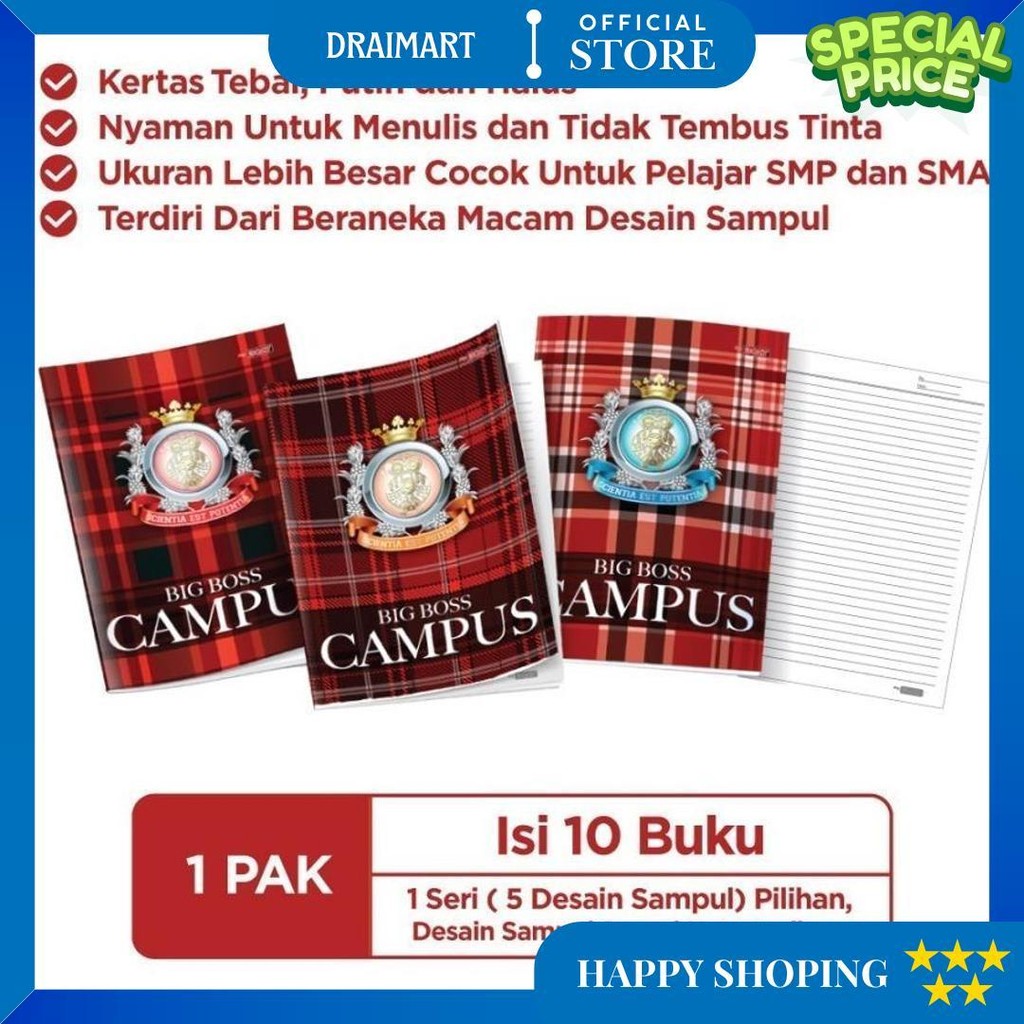 

Buku Tulis Big Boss 50 Lembar Pak Isi 10 Buku D Promo 4.4