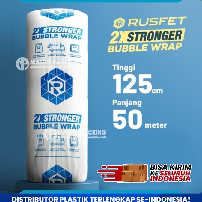 

tersedia plastik bubble wrap roll bening 125cm x 50m super tebal rusfet dkm+