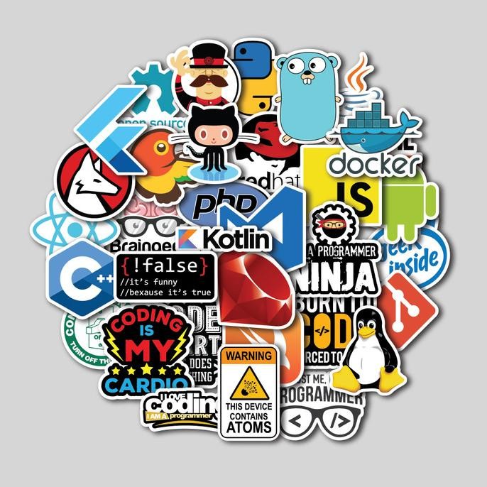 Terlaris Sticker Pack Programmer & Coding | Sticker Tumbler | Stiker Laptop Koper Helm