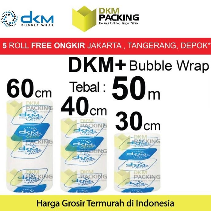 

tersedia plastik bubblewrap bening 50meter bubble wrap dkmplus premium / roll
