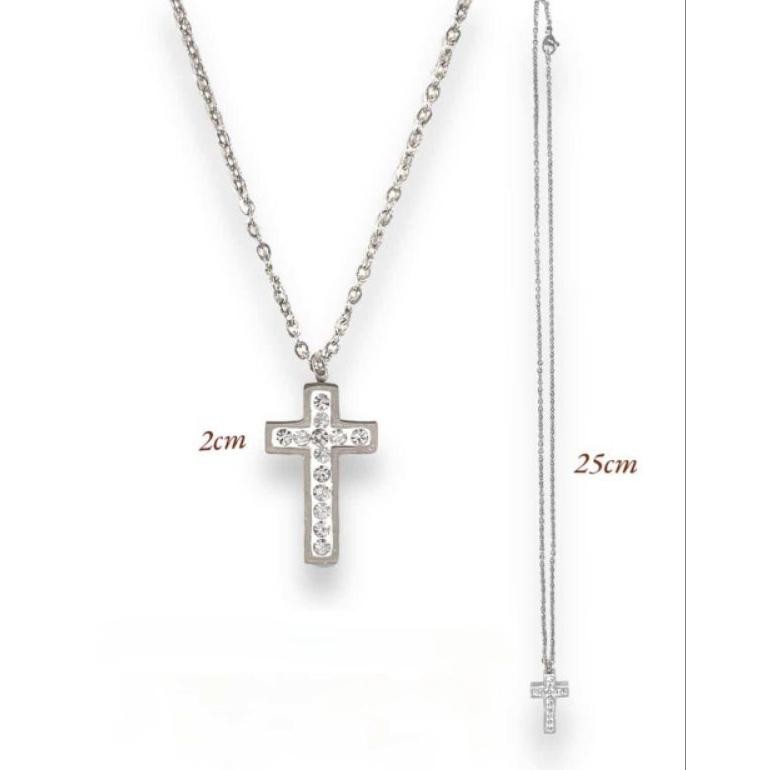 Of14 Dw-45 Kalung Salib Segi Mata Titanium 2Cm M33/1 - Kalung Salib Titanium - Liontin Salib Titaniu