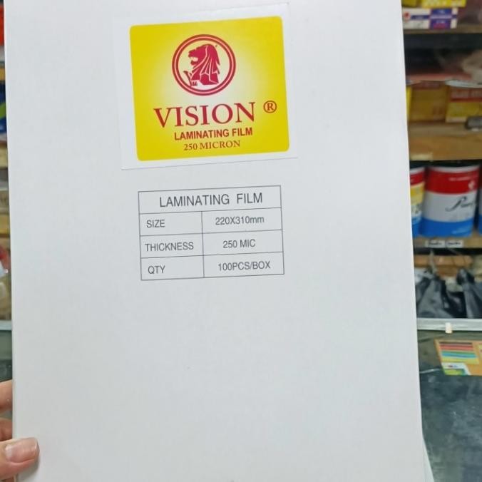 

Plastik Laminating VISION TEBAL 250 micron Varian A4 atau F4 / Dus murah