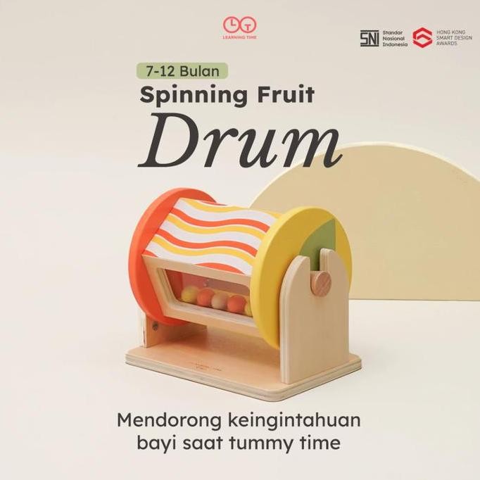 Murah Learning Time- Spinning Fruit Drum-Mainan Tummy Time Bayi/Mainan Bayi Tengkurap/Mainan bayi 7 