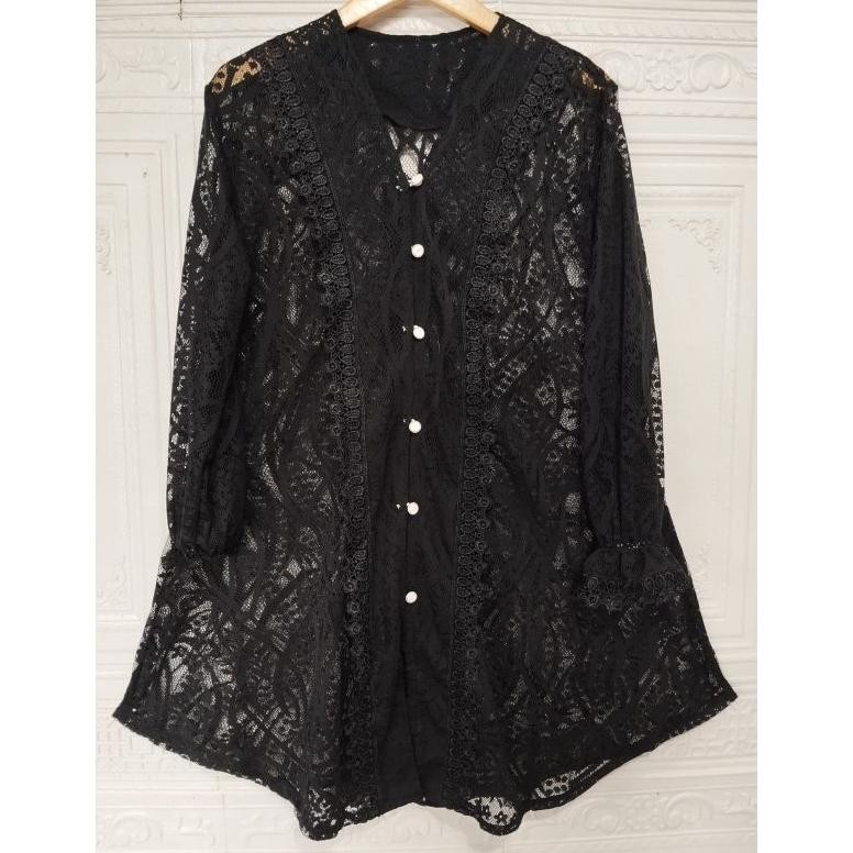 Leta Outer Tunik Brukat Cardigan Brokat Lengan Panjang Kebaya Tunik Atasan Outher Brukat Outer Broka