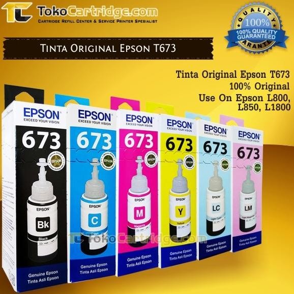 TERMURAH - Tinta Epson 673 T673 Original Tinta Printer Epson L800 L805 L850 L1800