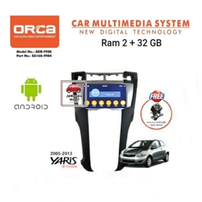 New Head Unit Android Orca 7 Inch OEM Yaris Bakpao 2005 Up + Kamera