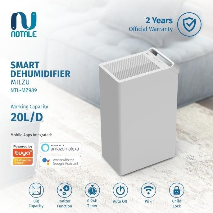 Terlaris Notale Milzu Smart Wifi Dehumidifier Ntlmz989 20L/Day Alt Deerma Dt16C