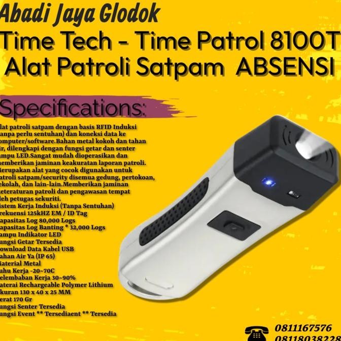 TIME TECH - TIME PATROL 8100T ALAT PATROLI SATPAM / ABSENSI ORIGINAL DAN TERPERCAYA