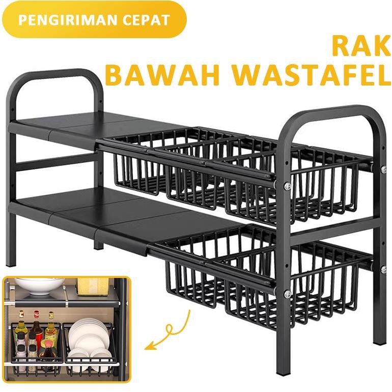 ''Terlaris" Rak Penyimpanan Dapur Rak Lemari Dapur Under Sink Rack  Rak Bawah Sinki Boleh Dipanjan S