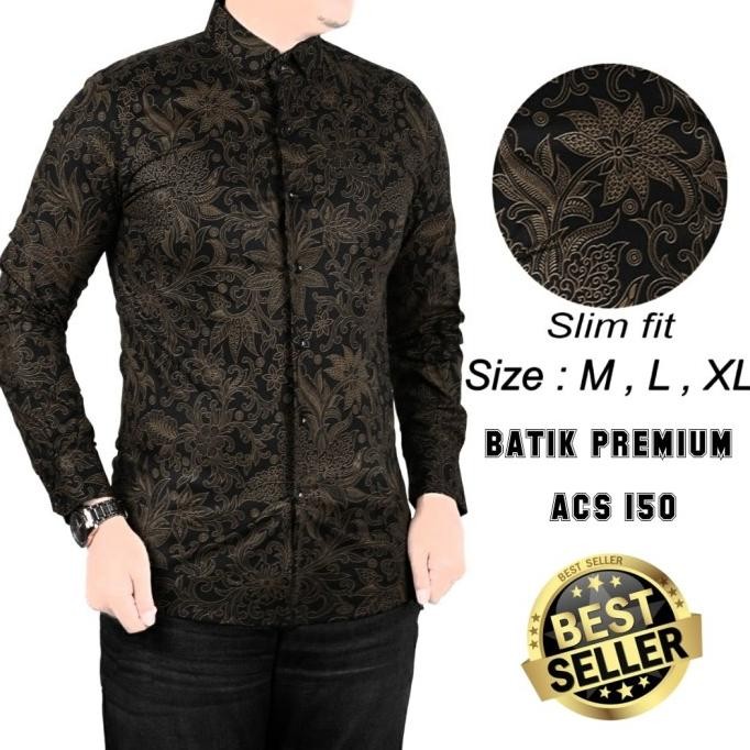 KEMEJA BATIK PRIA SLIM FIT / BAJU BATIK PRIA SLIM FIT ACS150 TERMURAH