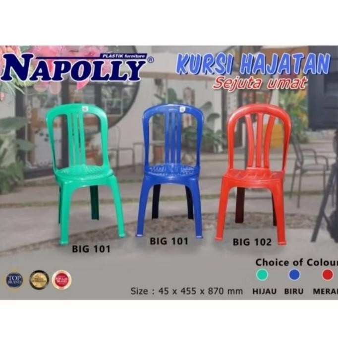 Napolly : Bangku Plastik Sandaran Napoly Big 101 / Kursi Sender Hajatan Kondangan Original