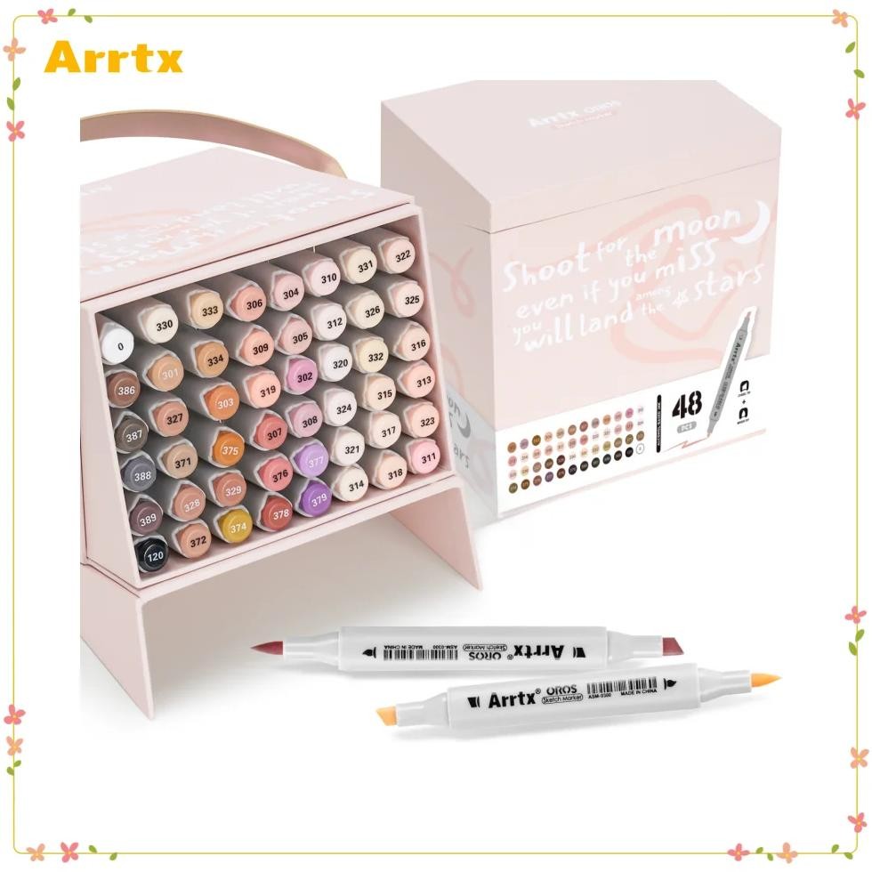 

Arrtx Skin Tone Alcohol Markers Oros 48 Colors Brush Chisel Tip For Adult Artists Drawing Coloring Sketching Illustration