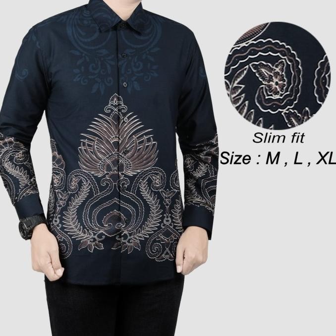 BAJU KEMEJA BATIK SOLO - BATIK SLIMFIT PRIA LENGAN PANJANG COLIN DION TERMURAH
