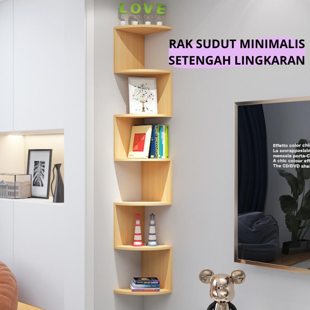 TERMURAH Rak Dinding Sudut Setengah Lingkaran Aesthetik Rak Bunga Ruang Tamu Siap kirim