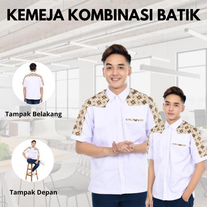 KEMEJA PRIA MOTIF BATIK/HEM BATIK PRIA LENGAN PENDEK/BAJU KARYAWAN TERMURAH