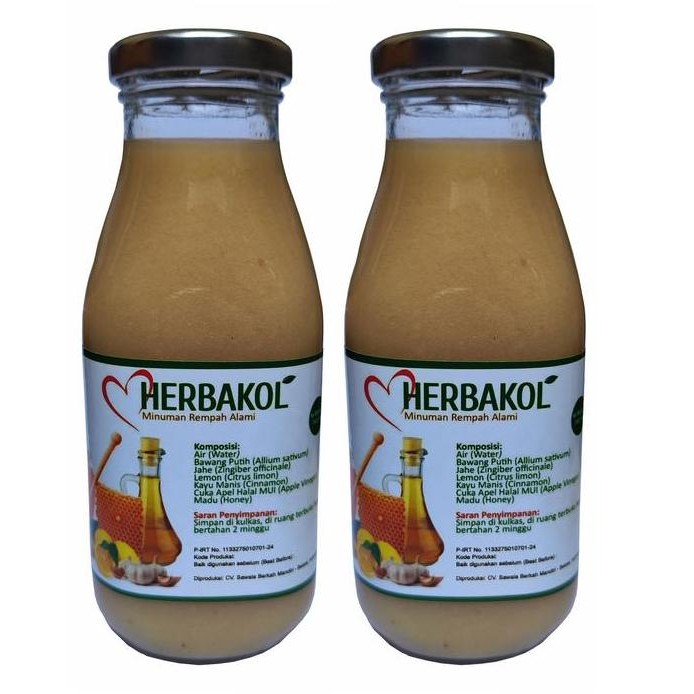 

STOK TERBATAS HERBAKOL (PAKET 2 BOTOL) JUS BAWANG PUTIH JAHE MERAH LEMON CUKA APEL MADU KAYU MANIS JUICE MINUMAN