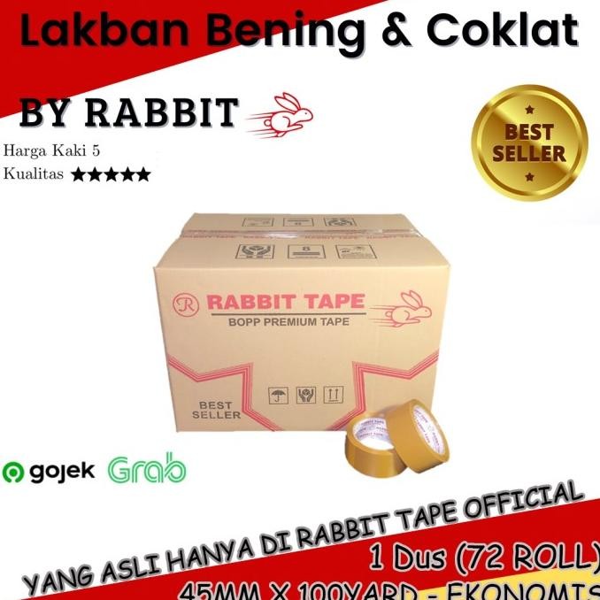

ready Lakban Bening/Cokelat [KHUSUS GOJEK] RABBIT TAPE Ekonomis 2" x 100 Yard murah