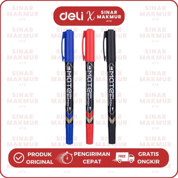

Ready Permanent Marker/Spidol Permanen Dual tip Hitam Deli EU10420 (Lsn)