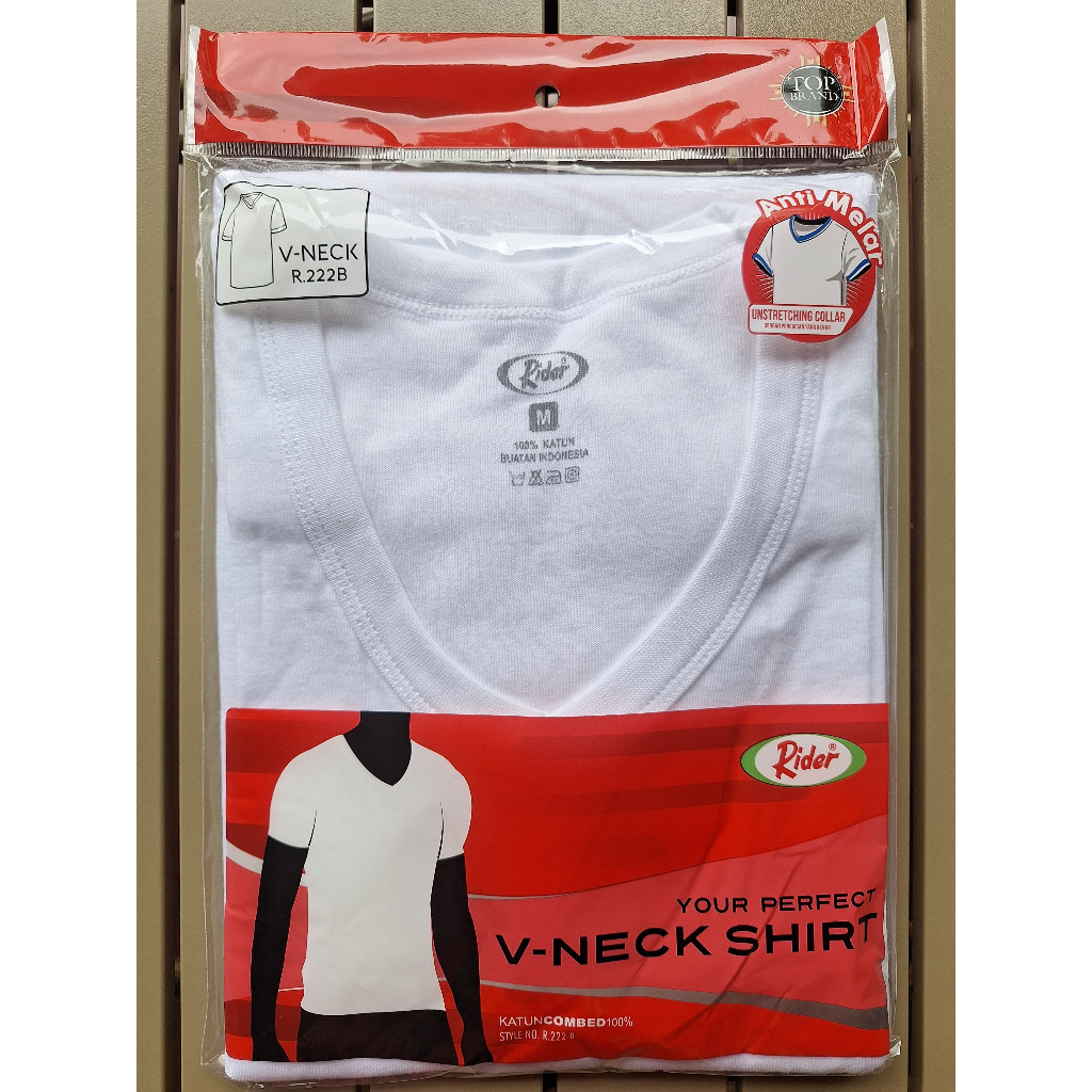 rider kaos oblong rider v-neck warna putih kaos oblong