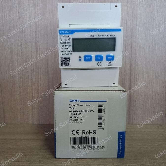 new KWH METER 3 PHASE DIGITAL CHINT  DTSU66 Three Phase Din rail 3P4W 400V murah
