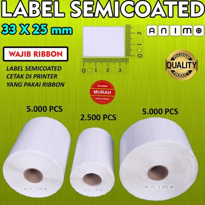 

ready LABEL SEMICOATED 33X25 - Label Barcode 33 X 25 mm ISI 5.000 pcs murah
