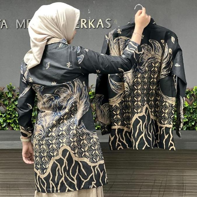 Ready Baju Batik Couple Tunik Atasan Wanita Katun Solo Premium Full Lapisan Try Ukuran S-5L Warna Hi