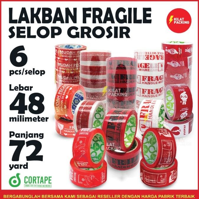 

ready Lakban Fragile Rusfet 48 mm x 90 yard 1 Selop murah
